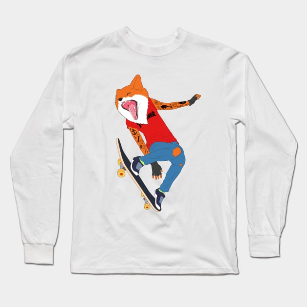 Skate Fox Long Sleeve T-Shirt by Woah_Jonny